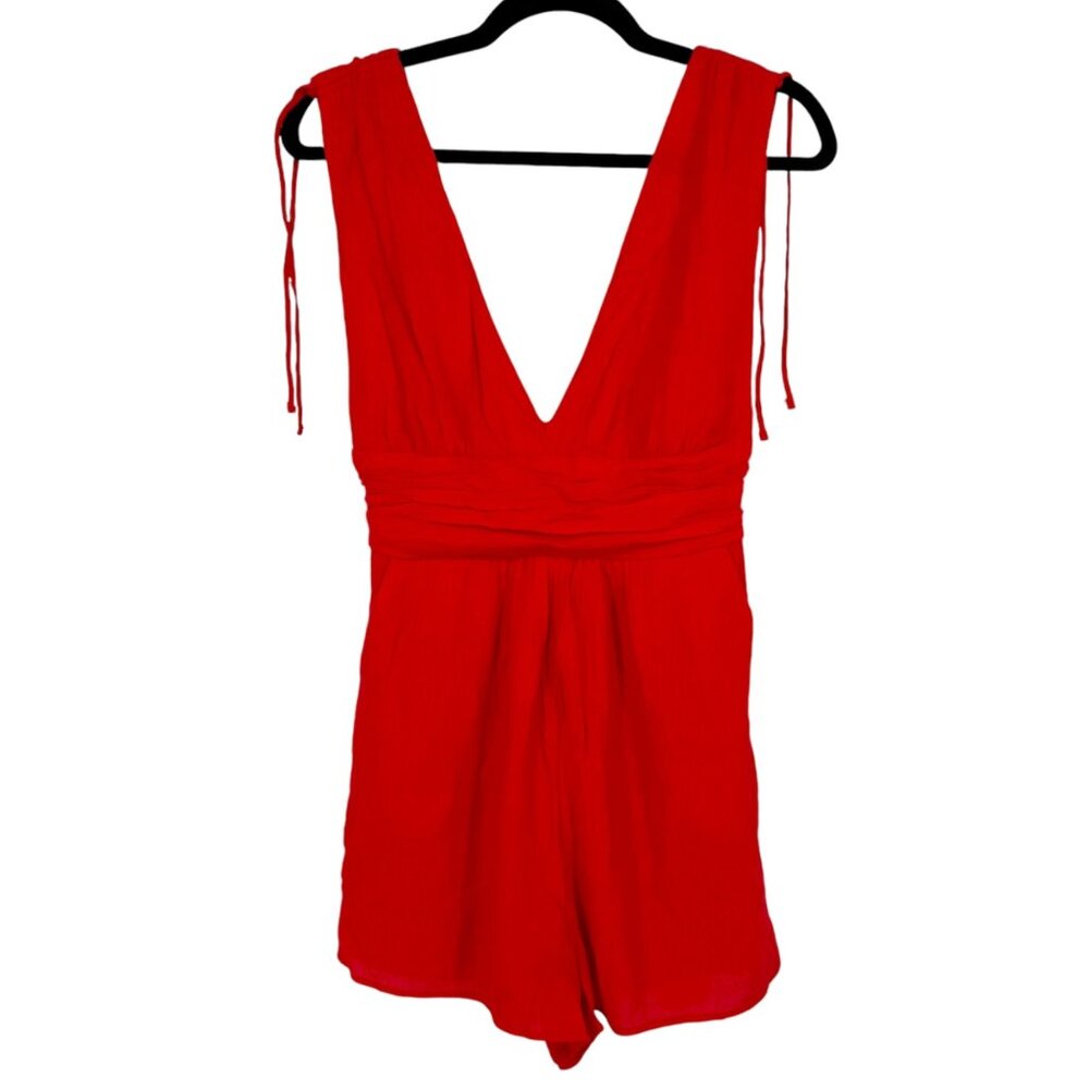 One Clothing V-Neck Sleeveless Romper Red Size Medium
